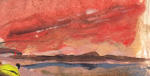 Tom Mallon: Battle Study - Acrylic Wash and Pen on Paper, Sunset